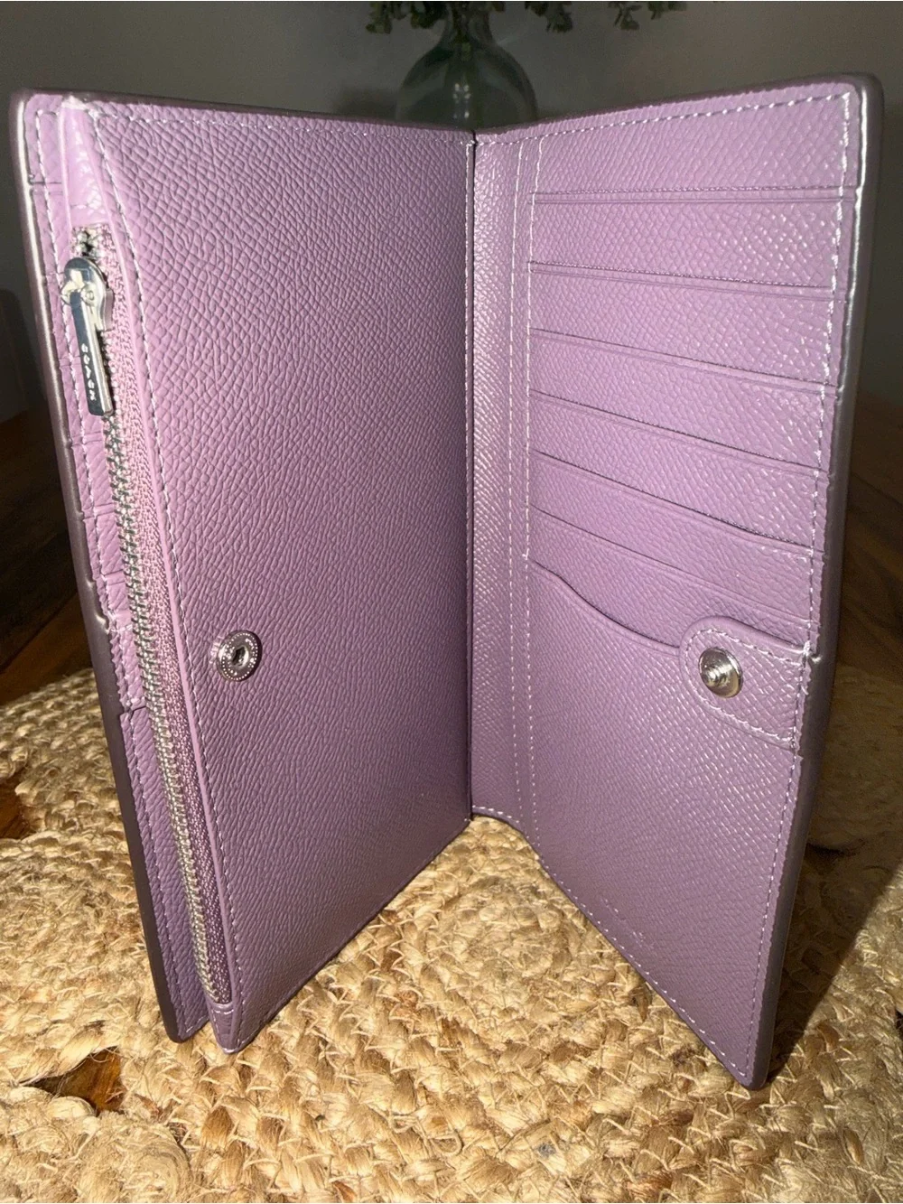 Coach Lavender Leather Continental Wallet